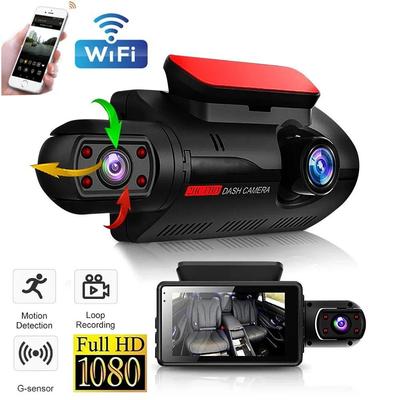 Neuer drehbarer 1080P-Autofahrrekorder mit Doppelobjektiv und Blackbox-Autovideorecorder mit WLAN, Nachtsicht, G-Sensor, Loop-Aufnahme, DVR-Autokamera