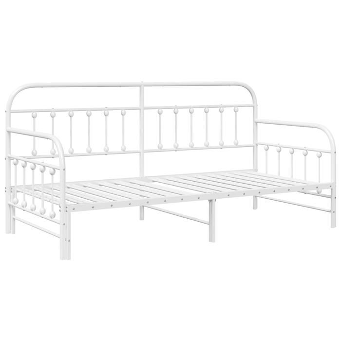 Cadre de Lit Daybed vidaXL avec Lit Gigogne Blanc 100x190 cm en Acier 42002653
