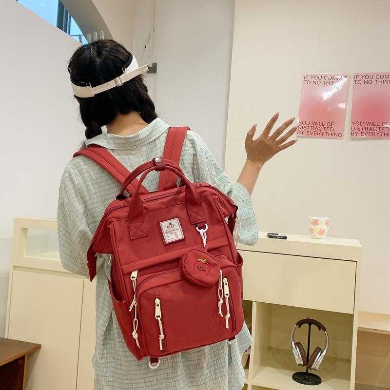 Solid Color Student School Bag Girls Backpack Student Travel Backpack