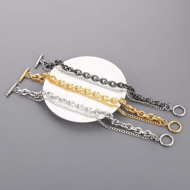 7mm Stainless Steel Double-Style Chains Bracelet for Men Women Trendy Figaro Chain With OT Clasp Male Charm Arm Jewelry Gift
