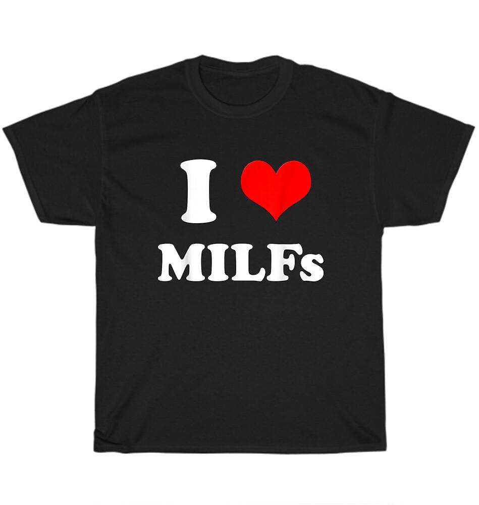 Μαύρο T-shirt με Γραφικό Σχέδιο I Heart MILFs
