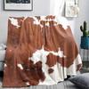 1Pc Rustic Cowhide Style Print Flannel Blanket, High Quality Comfortable for All Seasons, Home Decor, Warmth and Comfort, Perfect for Gifts