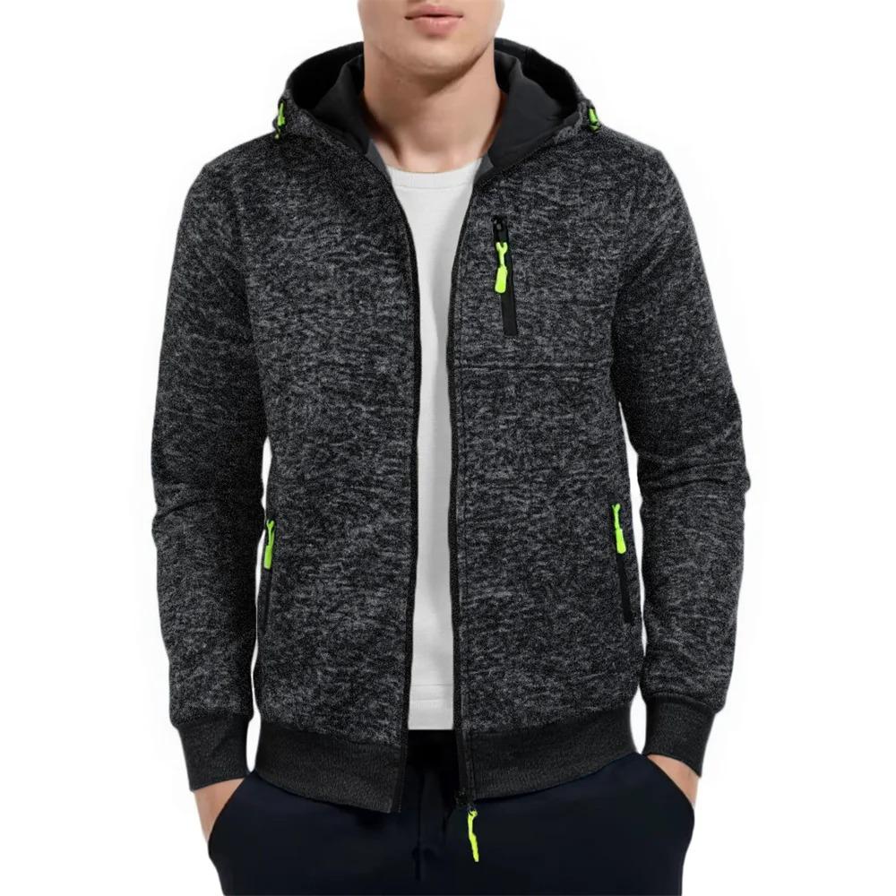 

Autumn Men s Casual Sweatshirt Jacket Contrast Color Zipper Desigan Fashion Hooded Outwear Sports Fitness Baseball Jackets XXXL темно-сірий
