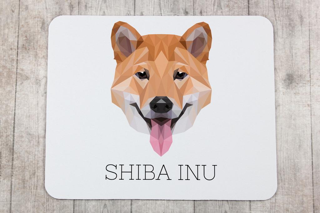 Shiba Inu, Japanese Small Size Dog, Japanese Brushwood Dog – Geometric mouse pad with a picture and text | Art-Dog