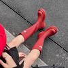 Outdoor Red Rain Boots Women's 2025 New Autumn and Winter Versatile Round Head Thick-soled High Knight Boots But Knee Boots