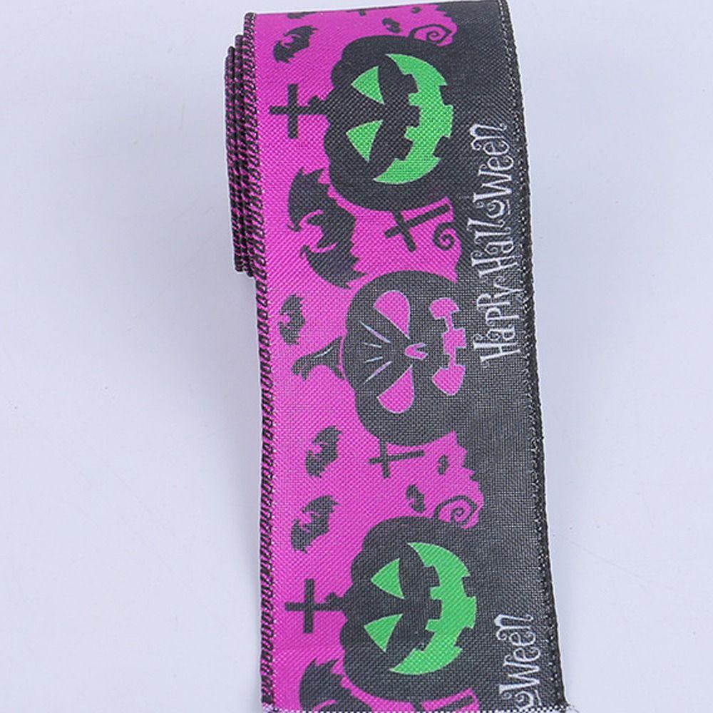 Rubans colorés effrayants pour Halloween, citrouille, crâne, chauve-souris, toile d'araignée, rubans de citrouille à carreaux, tissu exquis