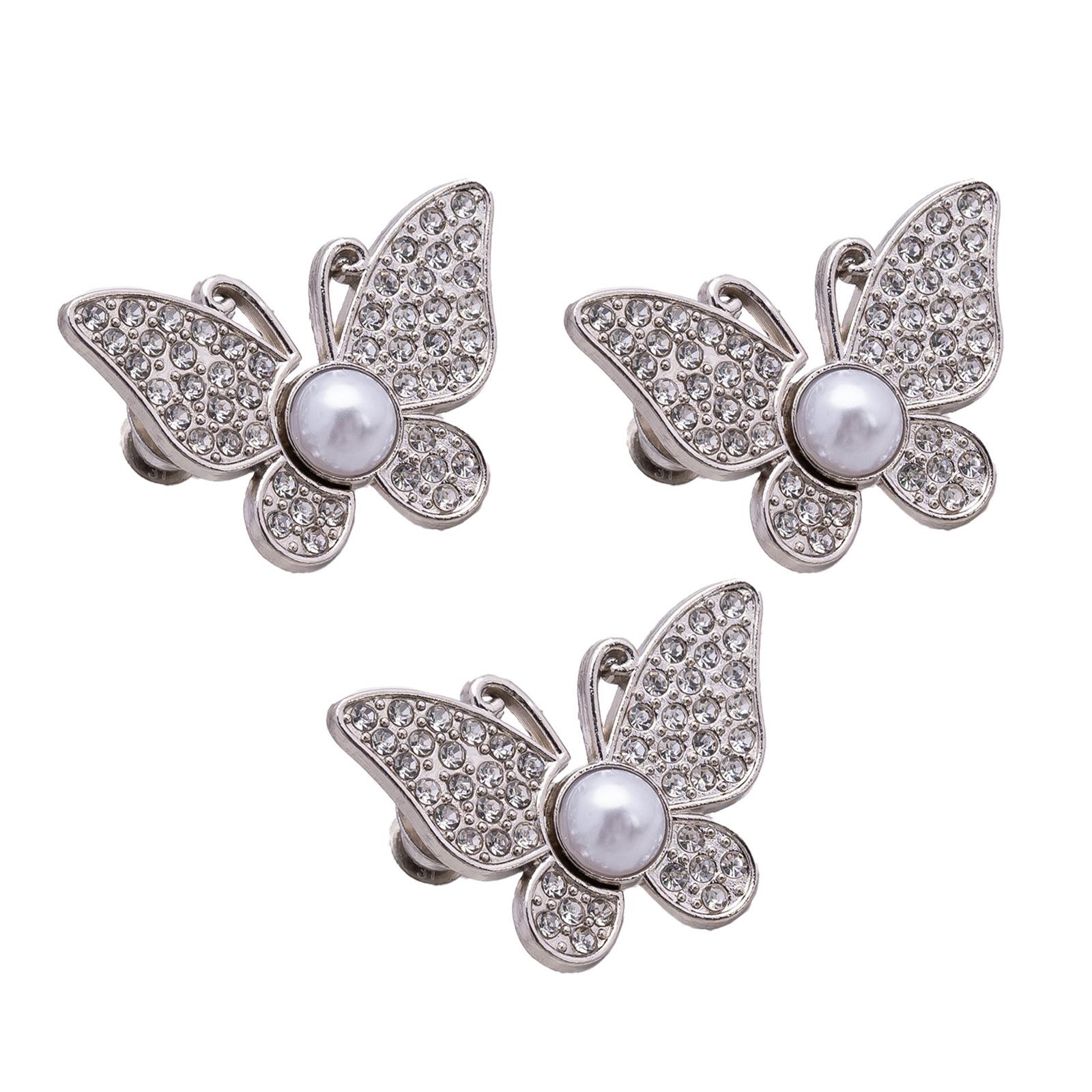 

Adjustable Rhinestone Butterfly Waist Buckle 3PCS Jeans Waist Fitness Pin For Women Jeans Pants Waist Tightening Clip серебряный