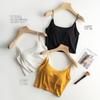 Women's Cropped Camisole Tank Top,Built-in Padded Bra Integrated Bralette,Backless Crop Cami,Slim Summer Sleeveless Layering Top For Daily Wear