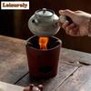 Crude Pottery Side Handle Tea Warmer Holder Alcohol Burner Stove Kettle Stand Baked Milk Jar Carbon Furnace Drinkware Ornaments