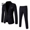Slim Fit Business Outfit 2Pcs/Set Men Blazer Suit Pants Set Lapel Long Sleeve Single Button Pockets Coat Workwear