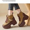 Spring Autumn Fashion Short Boots for Women Round Toe Lace-up Sports Platform Casual Shoes Wedge Heel Heightening Women Boots