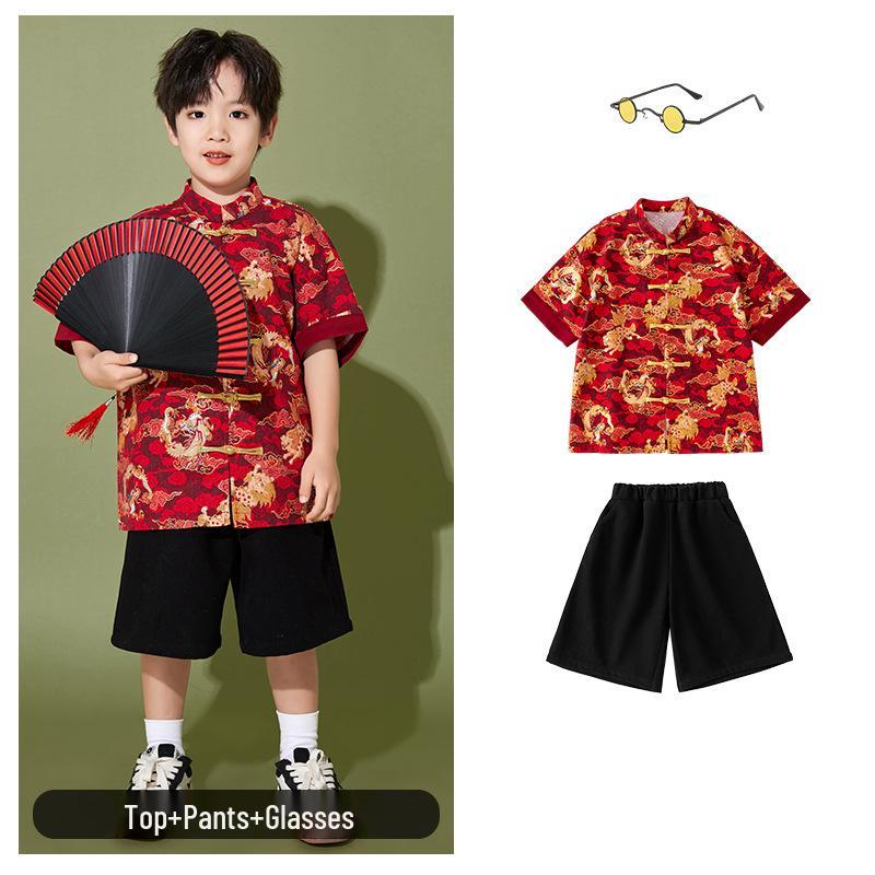 June 1 Children's Cheerleading Outfit Guochao Tang Suit for Boys and Girls - Chinese Style Poetry Recitation and Chorus Costume