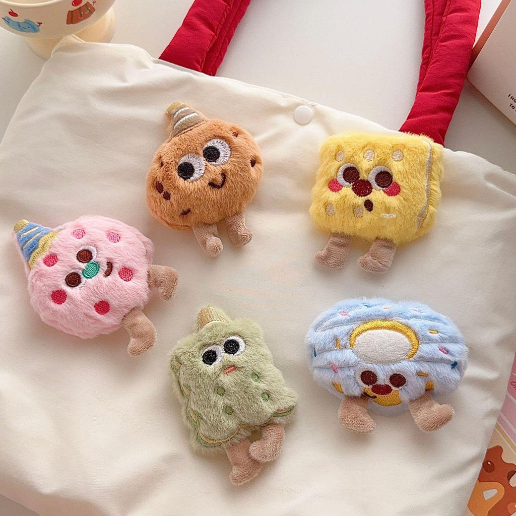 Cute Cartoon Cookie Plush Brooch - Colorful Funny Cookie Man Doll Keychain and Bag Pendant