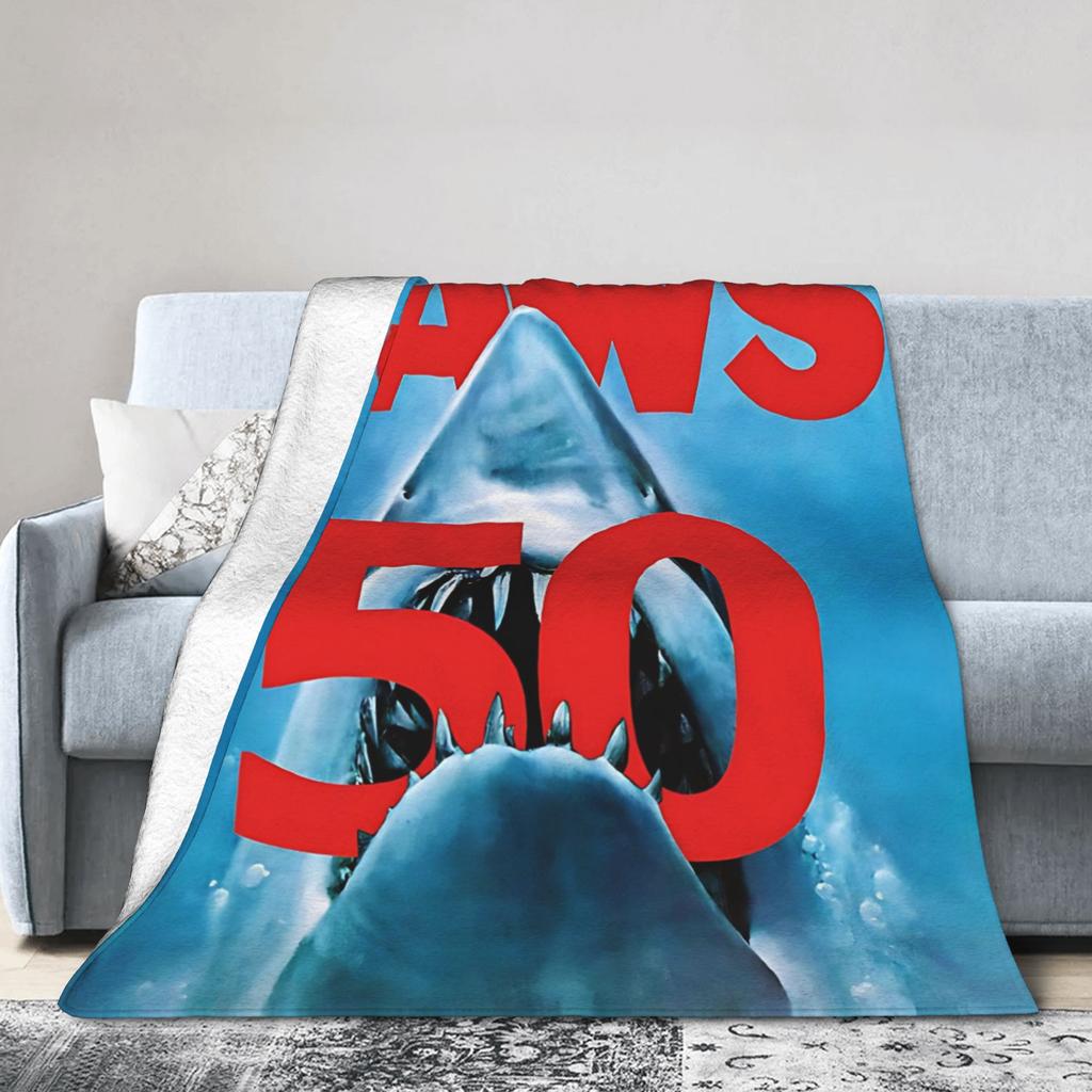 JAWS 50 Blankets  Flannel Funny Soft Throw Blanket for Bedspread Textile Decor