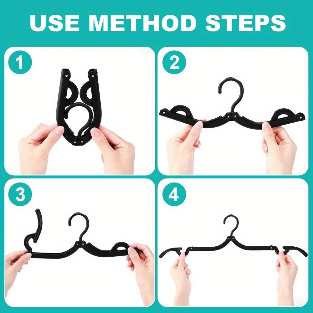 5/7pcs Portable Folding Clothes Rack Set, Plastic Hanging Drying Rack with Windproof Hooks, Multipurpose Travel Coat Hanger