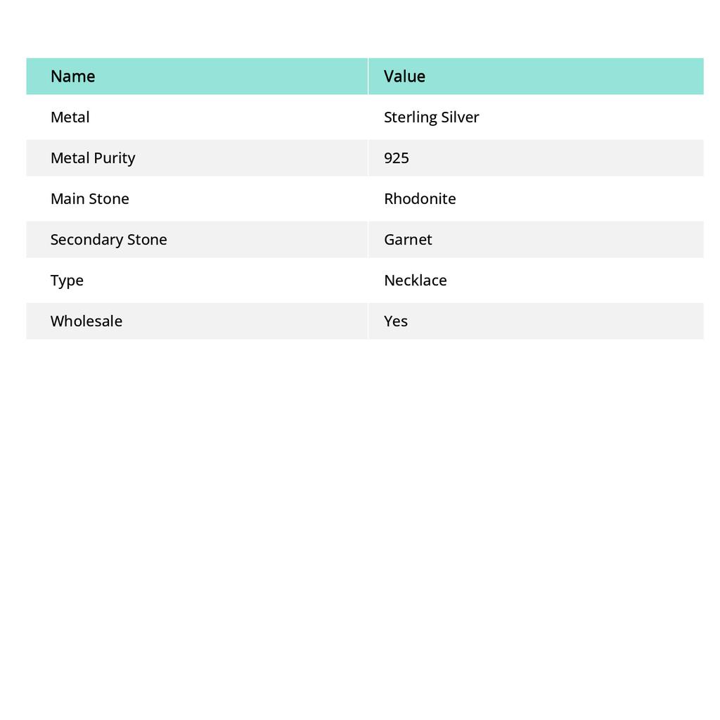 Natural Rhodonite,Garnet Gemstone Handmade 925 Sterling Silver Necklace 18" U9t87