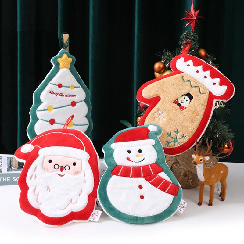 Christmas Creative Hand Towel Decoration Gift Theme Event Towel Coral Fleece Practical Commemorative Small Towel