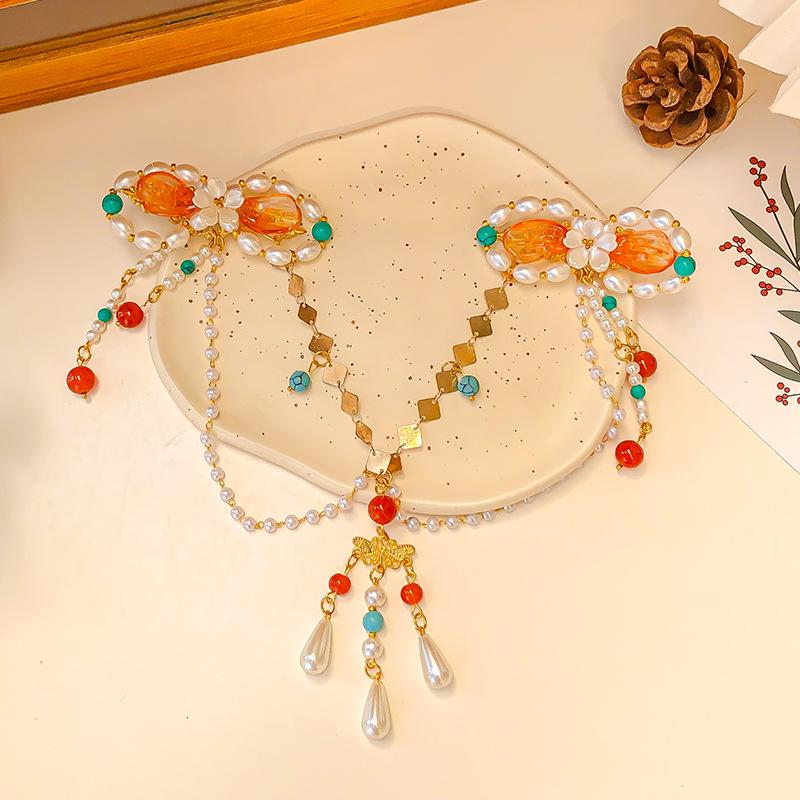 

Детские аксессуары для волос в старинном стиле Hanchen: Заколка для волос с кисточкой и цепочкой на лбу