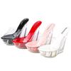 14Cm waterproof table transparent flower sandals nightclub sexy high heels summer women's shoes, one piece