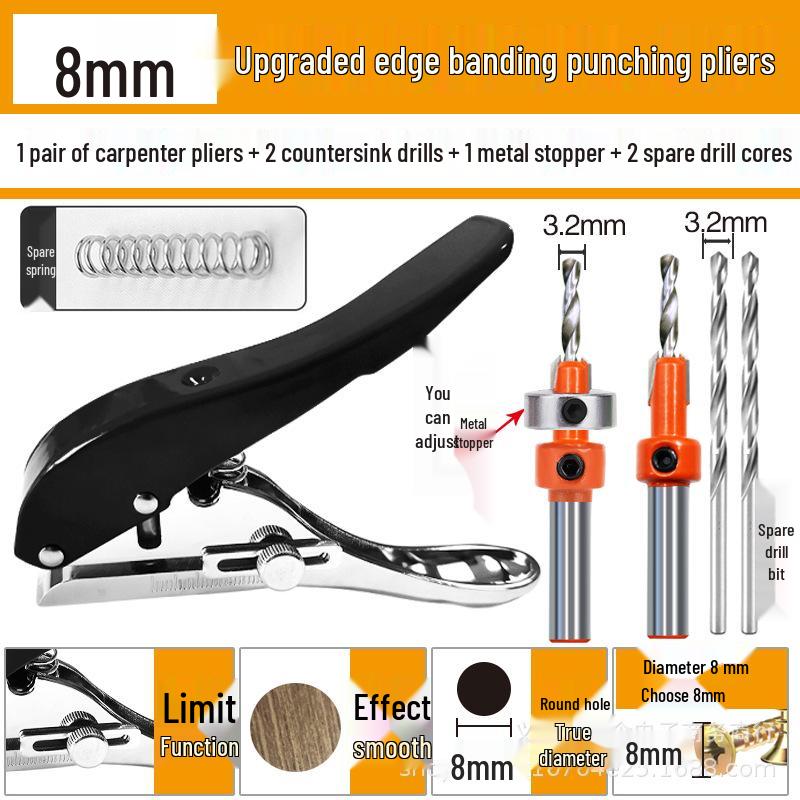 Yi Nian Edge Banding Strip Hole Punch Pliers - Strong, Non-Deforming Round Hole Puncher for Woodwork