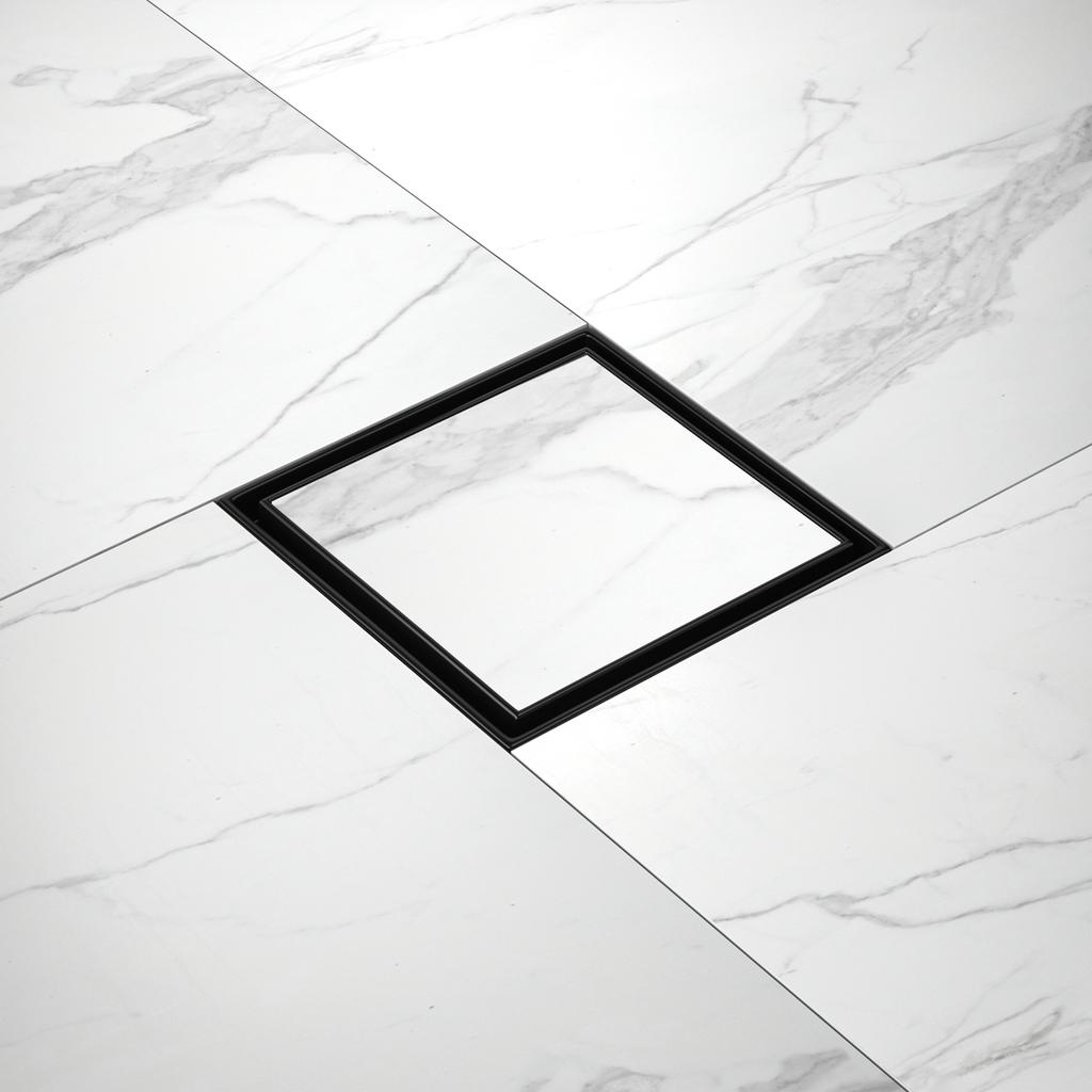 Free Shipping in USA 6x6 Inch Matte Black 304 Stainless Steel Tile Insert Invisible Floor Drain for Bathroom Square Shower Drain