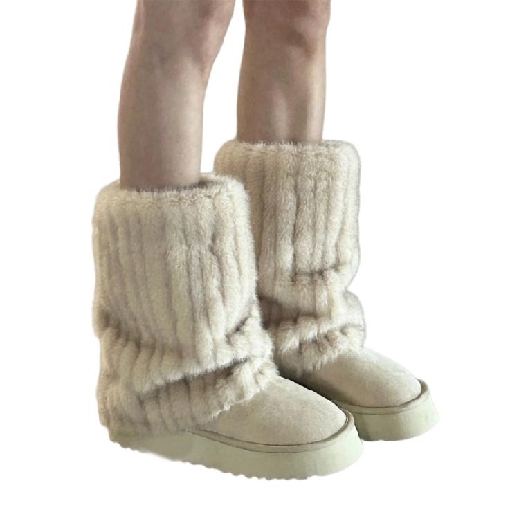 Damen Kunstfell Beinwärmer Party Kostüme Warm Flauschig Beinwärmer Stiefelmanschetten Abdeckung