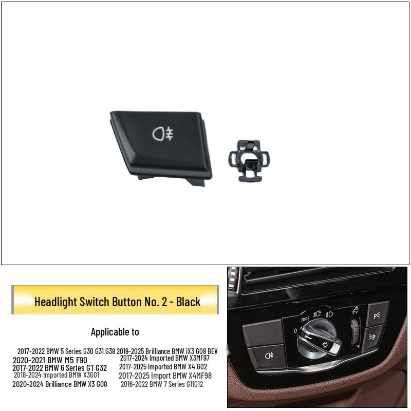 BMW 5 & 6 Series GT Headlight Switch Panel & Knob Cover for 525i G30
