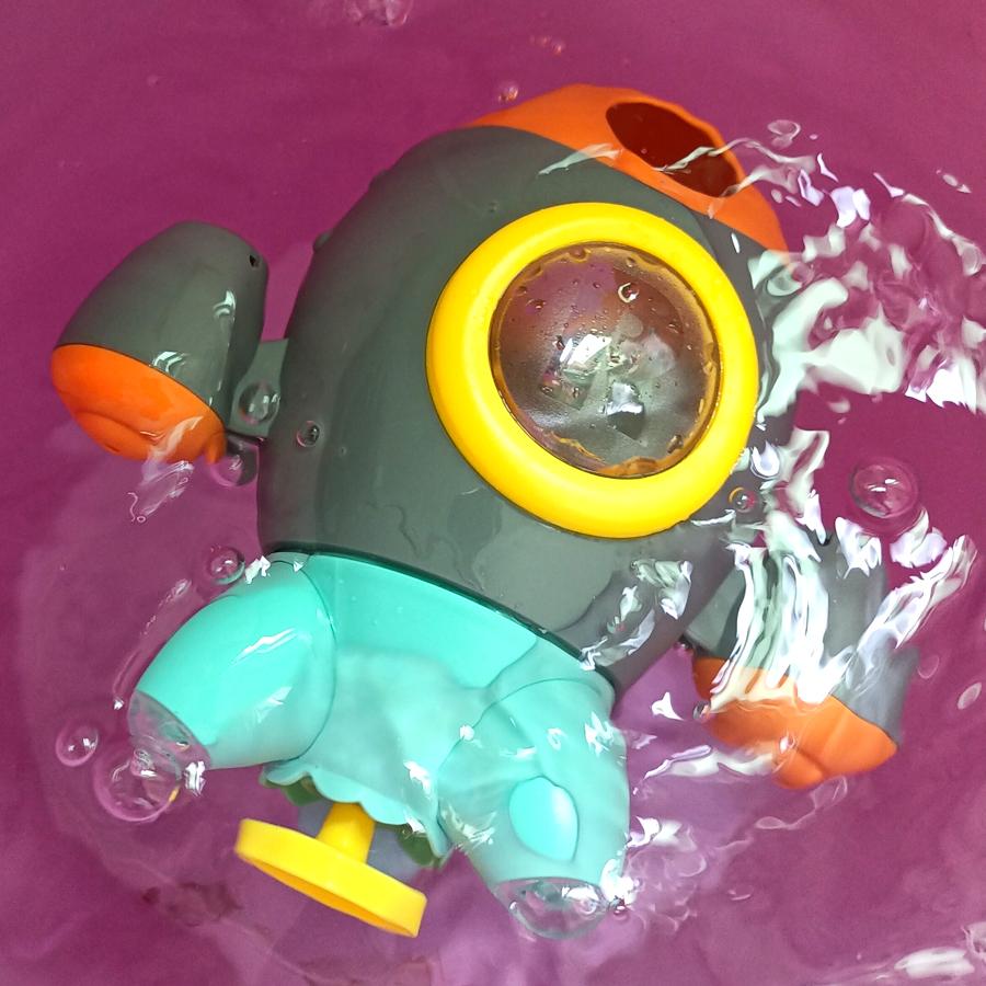 Q Version Shower Rotating Spray Rocket Water Splashing Handheld Showerhead Baby Shower Soothing Toy