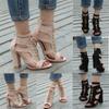 Open Toe Womens Lace Up Ankle Sandal Boots High Chunky Heel Roman Shoes