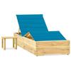 Day and Night - Day and Night Garden Lounger with Impregnated Pine Wood Table and Cushion