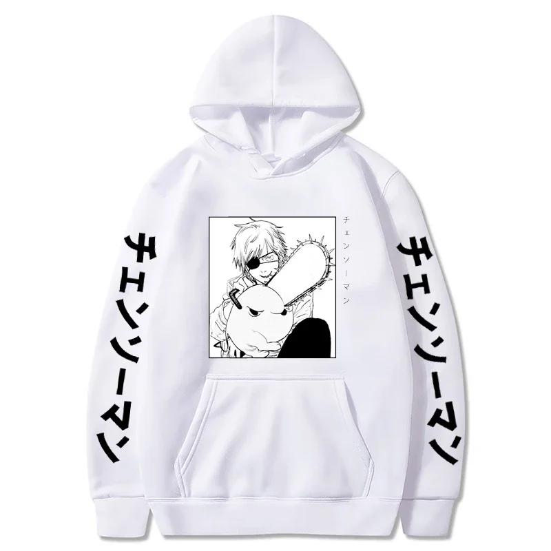 Anime Chainsaw Man Hettegenser Dame Streetwear Langermet Harajuku Genser Topper Gotisk Hettegenser Løse Hettegensere