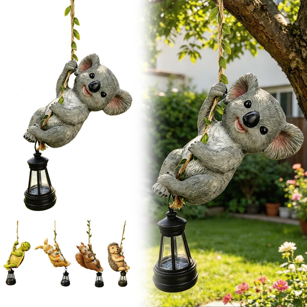 Outdoor Garden Lantern Solar Powered Animals Climbing Ropes Lantern Decorative Animal Shape Lantern for Balcony Patio Courtyard