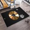 Turntable Design Carpet with Vinyl Record Print Black and Gold Style Suitable for use as an anti-slip for living room bedroom sofas