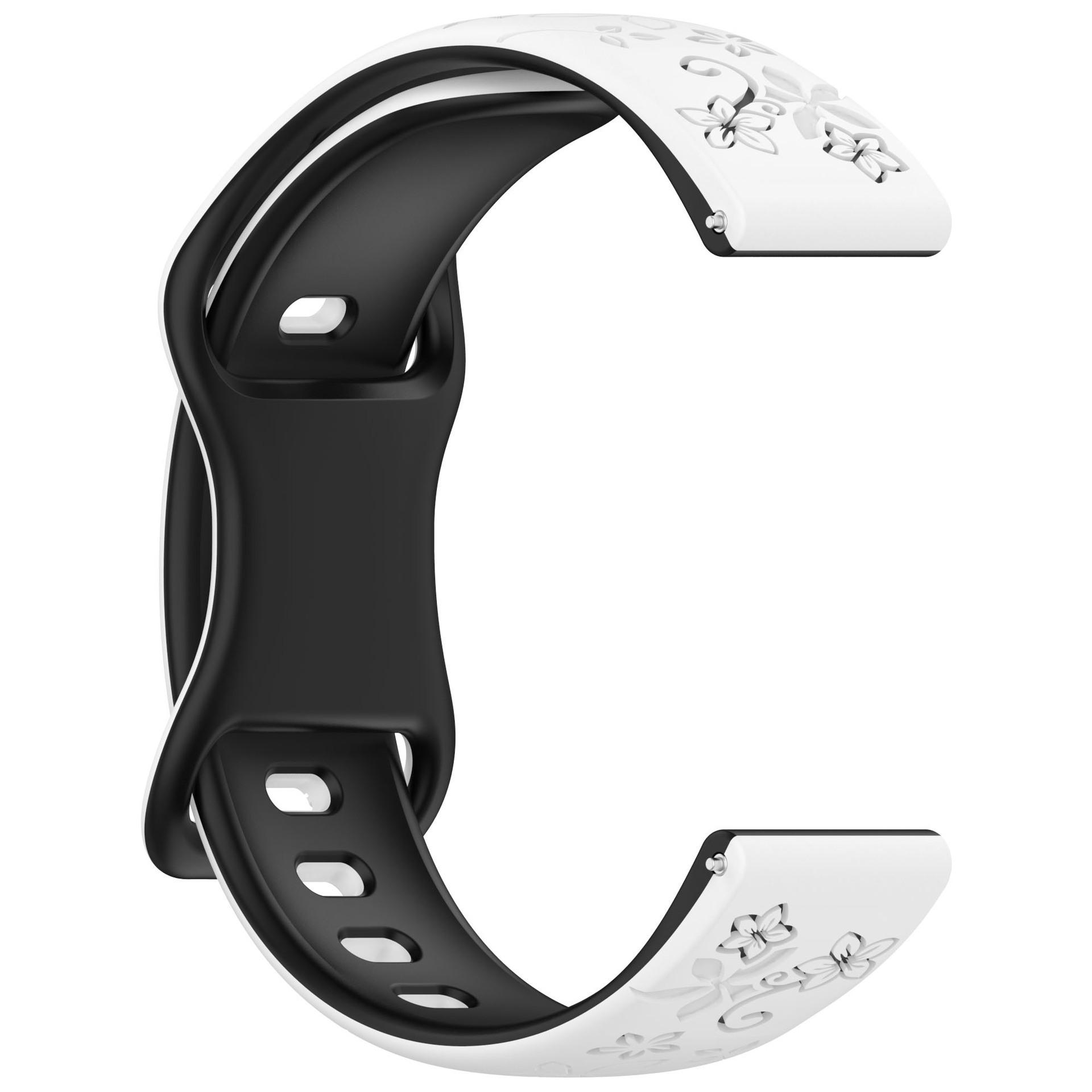 

18мм 20мм 22мм Ремешок с цветочной гравировкой для Samsung Galaxy Watch 7 6 5 4 Милый необычный силиконовый ремешок для Huawei Watch GT4 5 Pro/Active 2 correa Universal 22mm Width белый