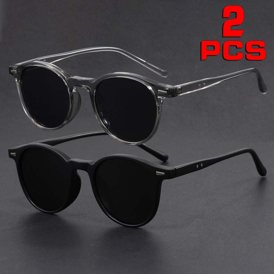 2 pairs of fashionable round frame glasses, unisex - suitable for street photography, music festivals, concerts, for small face