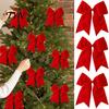 Velvet Bow Ornaments 2Pcs Christmas Tree Decors, Fabric Holiday Wreath Hanging Ornament Topper for Home, Festive Garland Wedding Backdrop Bridal