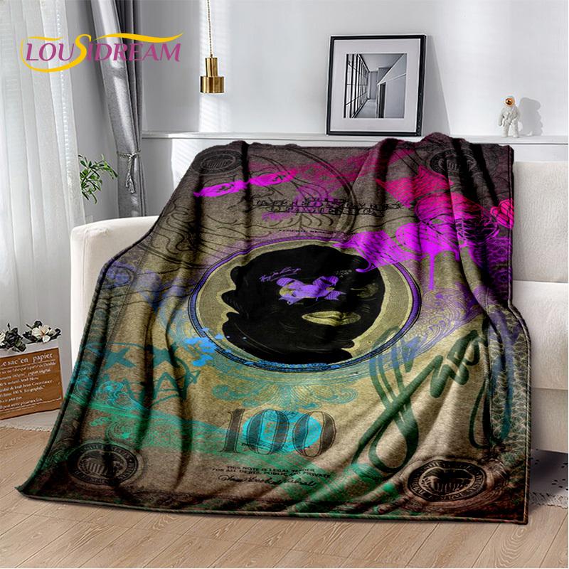 Zengin Dolar Euro Pound Para 3D Karikatür Battaniye, Yumuşak Atmak Battaniye Ev Yatak Odası Yatak Kanepe Piknik Ofis Seyahat Kapak Hediye Çocuk