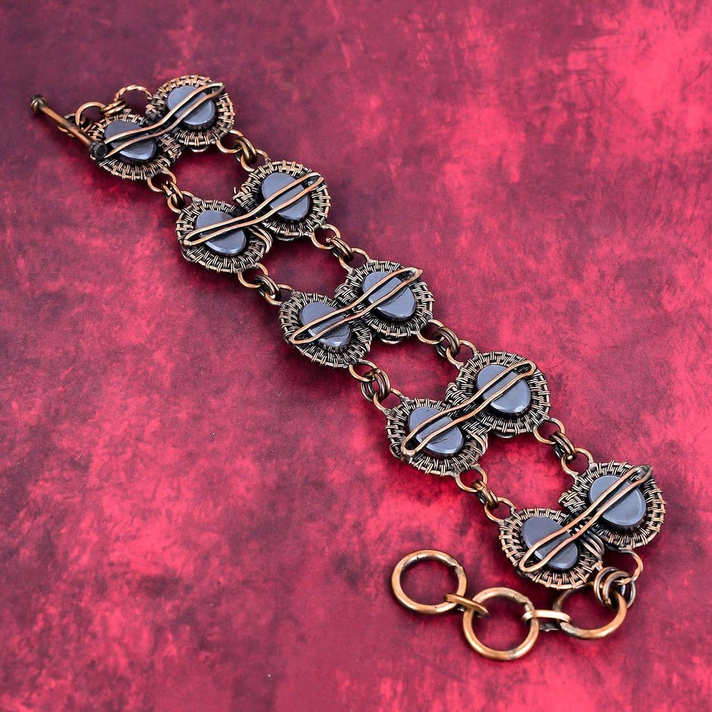 Shungite bracelet copper wire wrapped jewelry handmade bracelet gemstone jewelry adjustable chain bracelet copper wire bracelet gift for mom