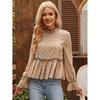 Women's European and American Bell Sleeve Chiffon Jacquard Pullover Shirt