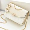 Women Shoulder Bag Faux Pearl Bow Pendant Decor Sequin Hard Shell Faux Leather Crossbody Bag Commuting Travel