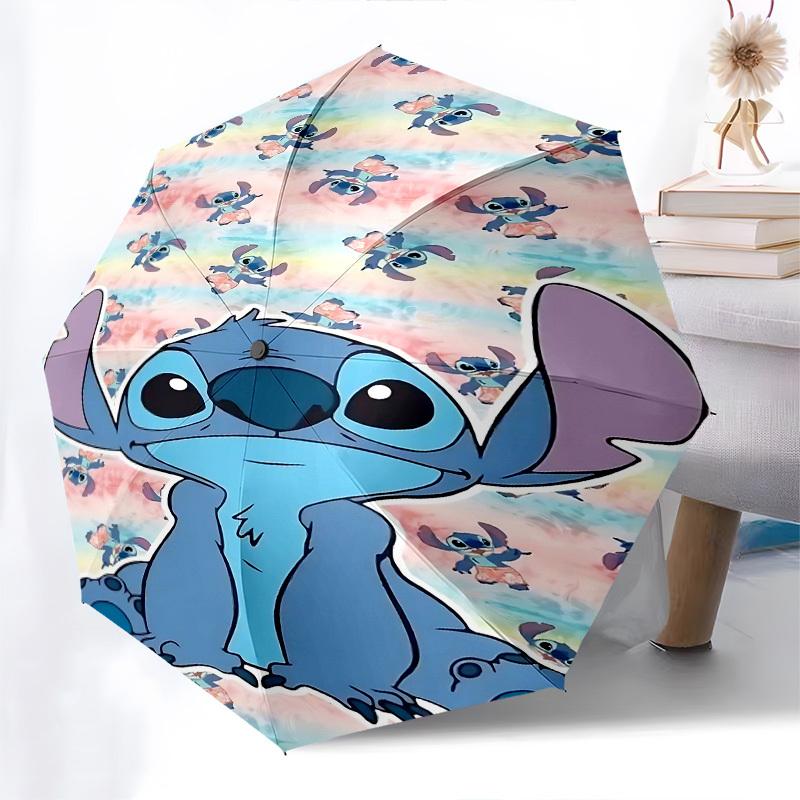 Stitch, Pastel Themed Automatic Opening and Closing Umbrella, Brightly Colored 8-rib Portable Umbrella, Suitable for Men and Women, A Perfect Gift for
