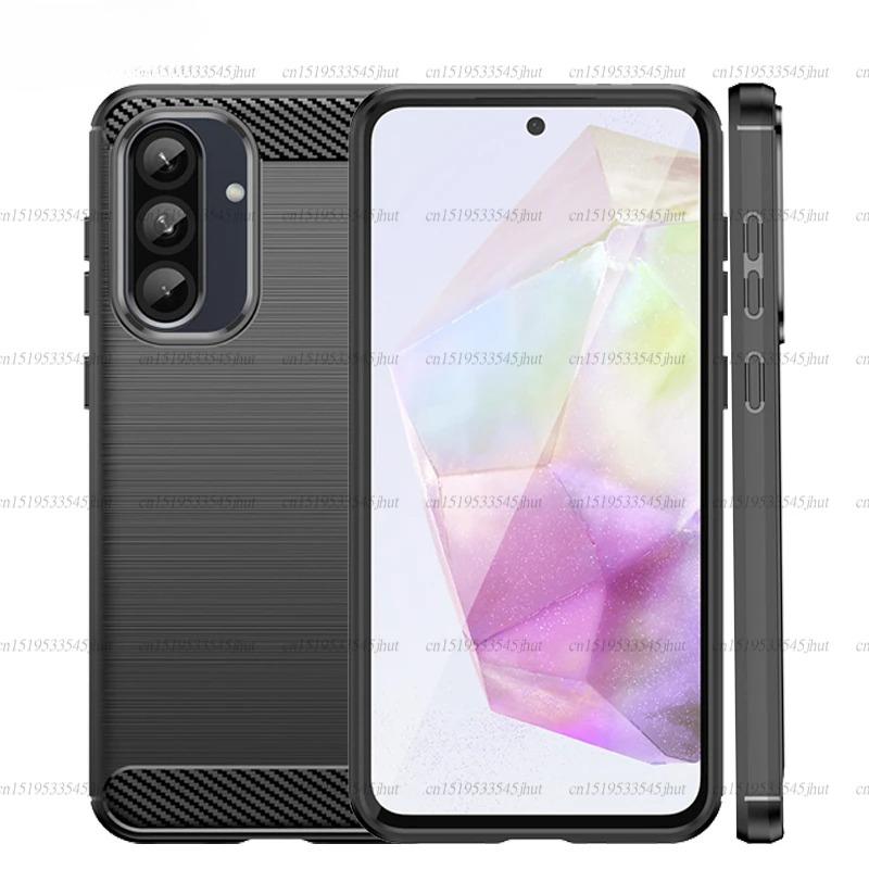 Soft TPU Funda For Samsung Galaxy A56 Shockproof Soft Silicone Carbon Fiber Back Cover For Samsung A56 Case For Samsung A56 Case