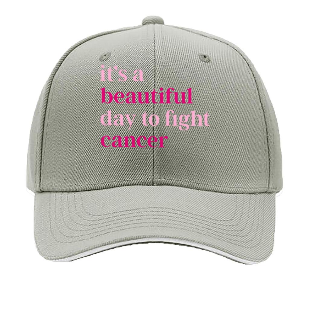 Its A Beautiful Day To Fight Cancer Pink Quote Sandwich Baseball Cap Sun Cap Outdoor Workouts Hat