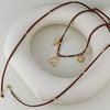 Retro Brown Faux Suede Long Wrap Irregular Heart Sun Pendant Necklace for Holiday Party Occasions Accessory