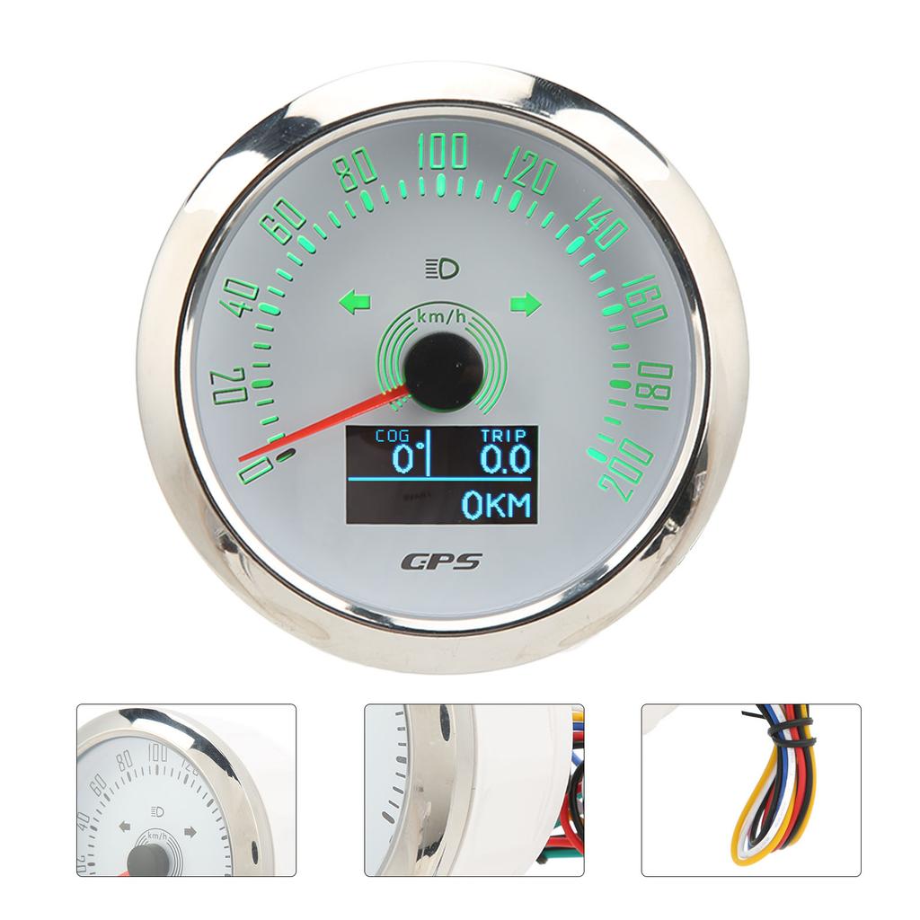 3 in 1 GPS Tachometer 200KMCelsiusH 85mm 9‑32V 7 Color Backlit Antifog for Boat Car RV Motorcycle