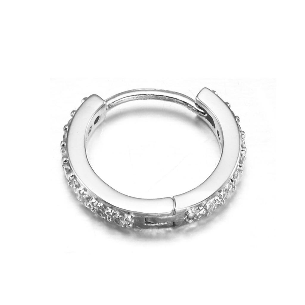 Silver Cubic Zirconia 8MM Huggie Hoop Earrings