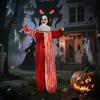 165 cm Life Size Halloween Animated Clown with Red Light Up Eyes, Sound Activated Moving Body, Scary Clown Halloween Decorations, Battery Operated