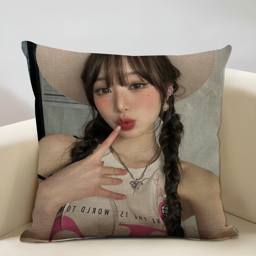 Jang Won-young Cushion Cover Household Decoration Linen Sofa Cushion Cover: Skin-Friendly & Breathable with Invisible Zipper