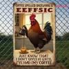 [2D Flat] 1pc Inverted Spelling Is Coffee" Wall Hanging Decor - Rustic Iron Poster with Rooster Design, Ideal for Home Bar Decor