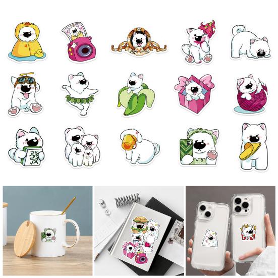 

50Pcs/Set Dog Sticker Self-Adhesive Puppy Mark Left Decorative Clear Printing Waterproof Kawaii Samoyed Graffiti Sticker Kids